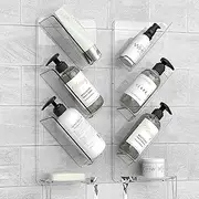 Cuukie Acrylic Shower Shelves,Shampoo holder, Bathroom Organizer Caddy,Clear Shelf Wall Mounted,No Drilling and Rustproof