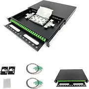 24 Singlemode 24 Port SC-APC Rack Mount Enclosure Box with Pigtails & Couplers, 24 Core LGX Loaded Patch Panel Box (Drawer Type Design) fits for 19" Racks Cabinet