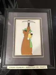 Yogi Bear Animation Cel Framed with Pickaxe Hanna Barbara