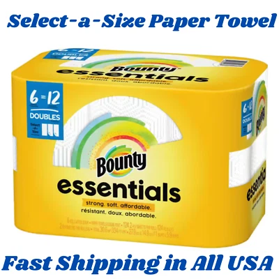 Bounty Essentials, White, (6 Double Rolls) Select-a-Size Paper Towel Roll