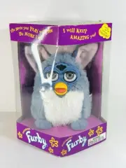 FURBY Elephant Blue White - Pink Ears Gray Eyes Sealed RARE 1998
