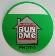 Run DMC Backstage Pass Original 1988 Concert Runs House Rap Hip Hop Music Green