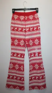 OLD NAVY WOMENS THERMAL PAJAMA PANTS FLARED LEG FAIR ISLE RED & WHITE SIZE S