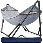 Tranquillo Double Hammock with Stand Included Foldable Inhouse-Outdoor, Grey