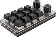 3Keys Switch Customized Knobs, Red Switch Macro Keyboard Plug and Play Ergonomic USB Mini Keypad for Desktop PC (12 Keys with 2 Knobs)