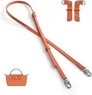 Proxima Direct Adjustable Leather Shoulder Strap for Longchamp Mini Pouch - Punch-Free Crossbody Handbag Replacement, Single Handle Conversion Set (Carrot Orange)