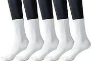 [KEOYA] Women's Yoga Socks with Grips Solid Color Comfortable Cotton Sports Sock Gym Pilates Dance Non Slip Grippy Socks Soft Stretch Ribbed Ankle Socks 5 Pairs One Size
