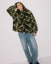 Camo Zip Through Sherpa Fleece