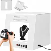 Photography Light Box Kit, 360° Professional Rotating Photo Studio Light Box, 3000-5500K Dimmable Mini Photo Studio Softbox, with 4 Pcs Fill Lights (CRI>92), for Product Photography