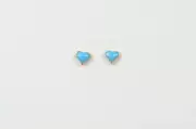 14K Yellow Gold Enamel Heart Baby Stud Earring, Screw back