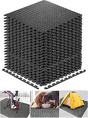 Exercise Mats Puzzle Foam Mats Gym Flooring Mat Cover 24 SQ.FT Interlocking Foam Mats with EVA Foam Floor Tiles for Home Gym Equipment Workouts Black