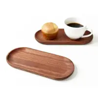 在飛比找ETMall東森購物網優惠-ins日式實木橢圓盤子木質托盤咖啡餐廳點心碟子黑胡桃木色收納