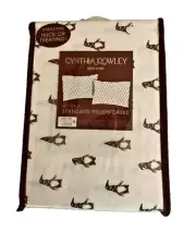 Cynthia Rowley Halloween Set Of 2 Standard Pillowcases Gnomes Bats Cotton White