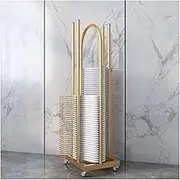 Universal Hanger Stacker Metal,2-in-1 Storage Stacker with Rotating Universal Wheel for Laundry Room Shopping Specialty(Gold)