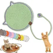 Celery Pets Clawloom Dual Scratching Pad, Celery Pets Sisal Cat Scratcher Mat, 17”/20” Dual Natural Cotton Rope Cat Scratching Mat Cat Scratching Pads for Indoor Cats with Cat Toys (Green,20in)