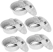 TOGEVAL 5Pcs Aluminum Foil Cooking Pots with Lids Camping and Picnic Food Containers for Baking Roasting BBQ and Outdoor Activities Stackable and High Temperature Resistant