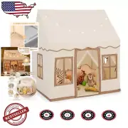 Beige Tent Playhouse for Kids with Star Lights and Safety Features - 52.7" Size