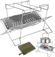 Outdoor Grill - Stainless Steel Folding Camping Fire Pit Grate, Patio Outdoor Fireplace Stand