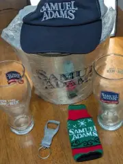 Sam Adams Holiday Set Ice Bucket, Pint Glasses, Hat, Beer Bottle Sweater, Opener