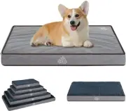 VANKEAN Dog Bed Soft Crate Pad Mat Reversible Cool & Medium, Gray/Dark Blue