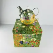 Teapot for One Set with Large Cup and Saucer Floral Chintz Pattern Fine China