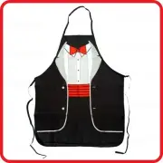 APRON-FUNNY-MEN'S SUIT TUXEDO RED CUMMERBUND+BOW TIE FORMAL WEDDING EVENINGWEAR