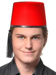 Middle Eastern Red and Black Fez Costume Hat