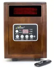 iLIVING ILG-918 Portable Infrared Space Heater with Walnut Wooden Cabinet, 1500W