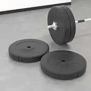 Weight Plates Set 30kg - 2 pcs, Cement Filled with Plastic Covering, Adjustable Barbell Weight Plates for Home Gym, 39 cm Diameter, Ideal Weights for Men, Floor-Friendly Quiet Workouts