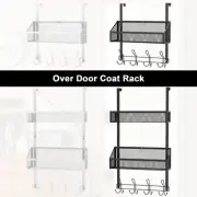 1 or 2 Layers Over the Door Hooks Organizer with 8 Hooks and Mesh Basket FaUJb