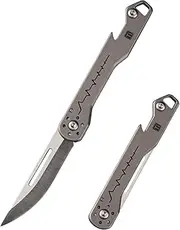 FGK2 Mini Titanium Utility Knife with Bottle Opener, Mini EDC Pocket Knife with 7Cr Steel Blade, EDC Pocket Tool Camping Accessory for Outdoor