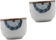 CIYODO 2Pcs Japanese Style Hand Painted Floral Sake Cups Glazed Sake Serving Cups for Home Decor Tea Parties and Entertaining Guests