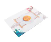 P05 Full Moon Mid-Autumn Festival Style Leather Western Place Mat Insulation Pad Waterproof Cutlery Table Mat for Dining Table