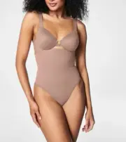 Spanx S High Waisted Seamless Power Brief Brown Shapewear Sculpt NEW
