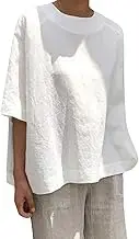 Silky Women Loose Linen Patchwork Plus Size Lady Daily Soild Blouse Tops Shirts Ladies Embroide Tops