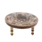 Altar Table Pagan Seasons Calendar round Wiccan Star Wooden Carved Wood 30x10cm