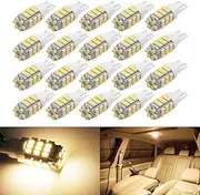 Boodled 20 x T10 RV Trailer 921 192 1206 42-SMD 12V Car Backup Reverse LED Bulbs 6000k Super White / 3500K Warm white 3020 (20xT10 1206 42smd White Board) (20Pcs Warm White -White Board)