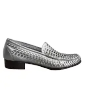Saint Laurent Silver Interlaced Swann Moccasins , Made in Italy Sz 43.5