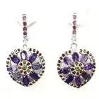 Natural Amethyst,Chrome Diopside,Garnet,Ruby 925 Sterling Silver DANGLE Earrings
