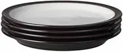 Denby - Elements Medium Black Plates Set of 4 - Dishwasher Microwave Safe Crockery 22cm - Black, White Ceramic Stoneware Tableware - Chip & Crack Resistant Lunch Plates