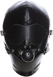 KunBang Leather Detachable Head Hood Harness Mask Bondage Mouth Gag Sensory Deprivation Restraints BDSM Sex Toy