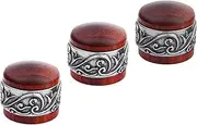 Guyker 3Pcs Red Sandalwood Potentiometer Control Knobs Dia. 6mm (0.24") Shaft Pots - Long Grass Flower Around Dome Speed Tone Volume Knob Guitar Bass - Antique Silver