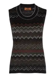 Missoni Zigzag-intarsia Metallic Fine-knit Tank - Black - 44 (UK12 / M) 44 (UK12 / M)