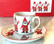 "SANTA" Designed and Signed by Georges Briard Teacup Saucer Set Santas Japan