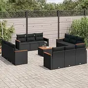 13 Piece Garden Sofa Set with Cushions Black Poly Rattan, Furniture Sets, Patio Furniture