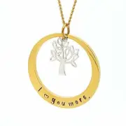 Hand Stamped Gold Names Necklace with sterling Tree of Life