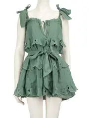 Green Ruffled Mini Dress