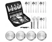 20pcs Camping Cutlery Set, Portable Travel Cutlery Set