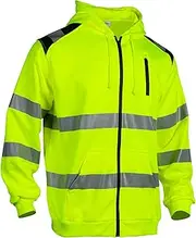 [Sicalobo] Hi Vis Sweatshirts Reflective Zip Hoodie for Men, Class 3 High Visibility Shirts Long Sleeve Safety Jackets