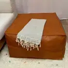 Handmade Leather Pouf Ottoman Moroccan Footstool Unstuffed Brown Footstools